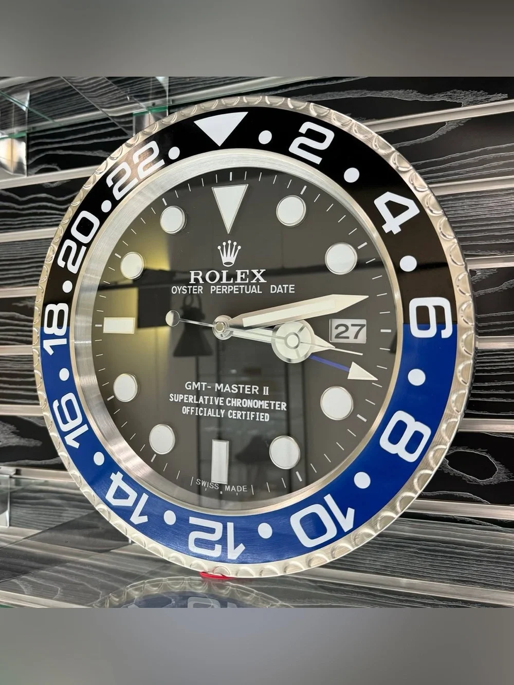 GMT-MASTER II Batman Batgirl Wall Clock | Black & Blue Bezel Insert | Black Dial